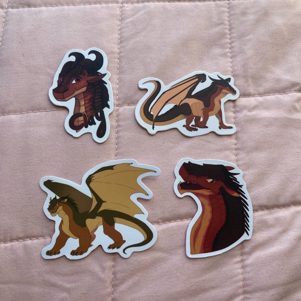 WOF Wings of fire pack of 4 stickers Mudwings